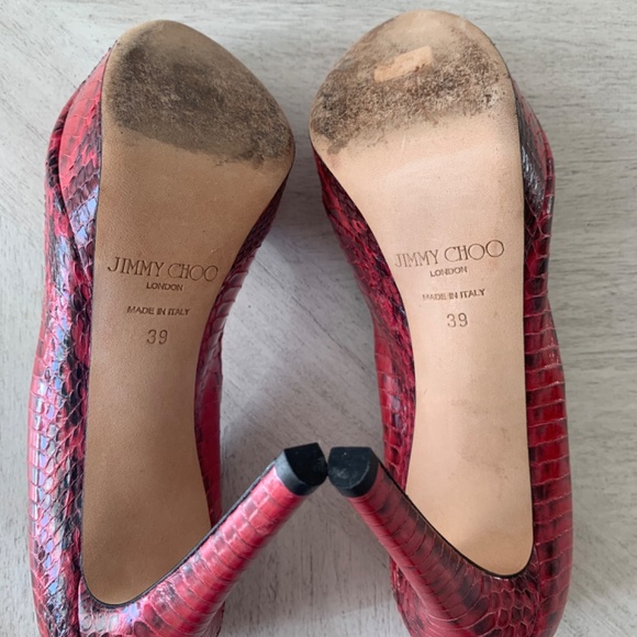 Jimmy Choo Pink/Black Snakeprint Platform Pumps sz 39 - Picture 6 of 8